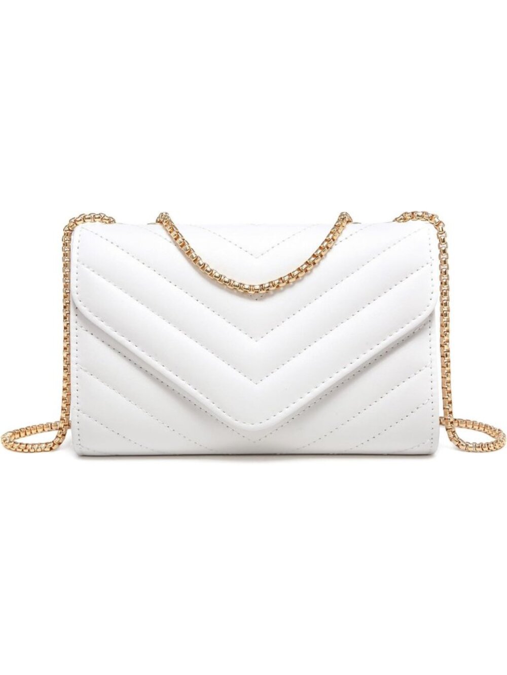 Women's White Small Quilted Stylish Clutch Purses Evening Crossbody Bags